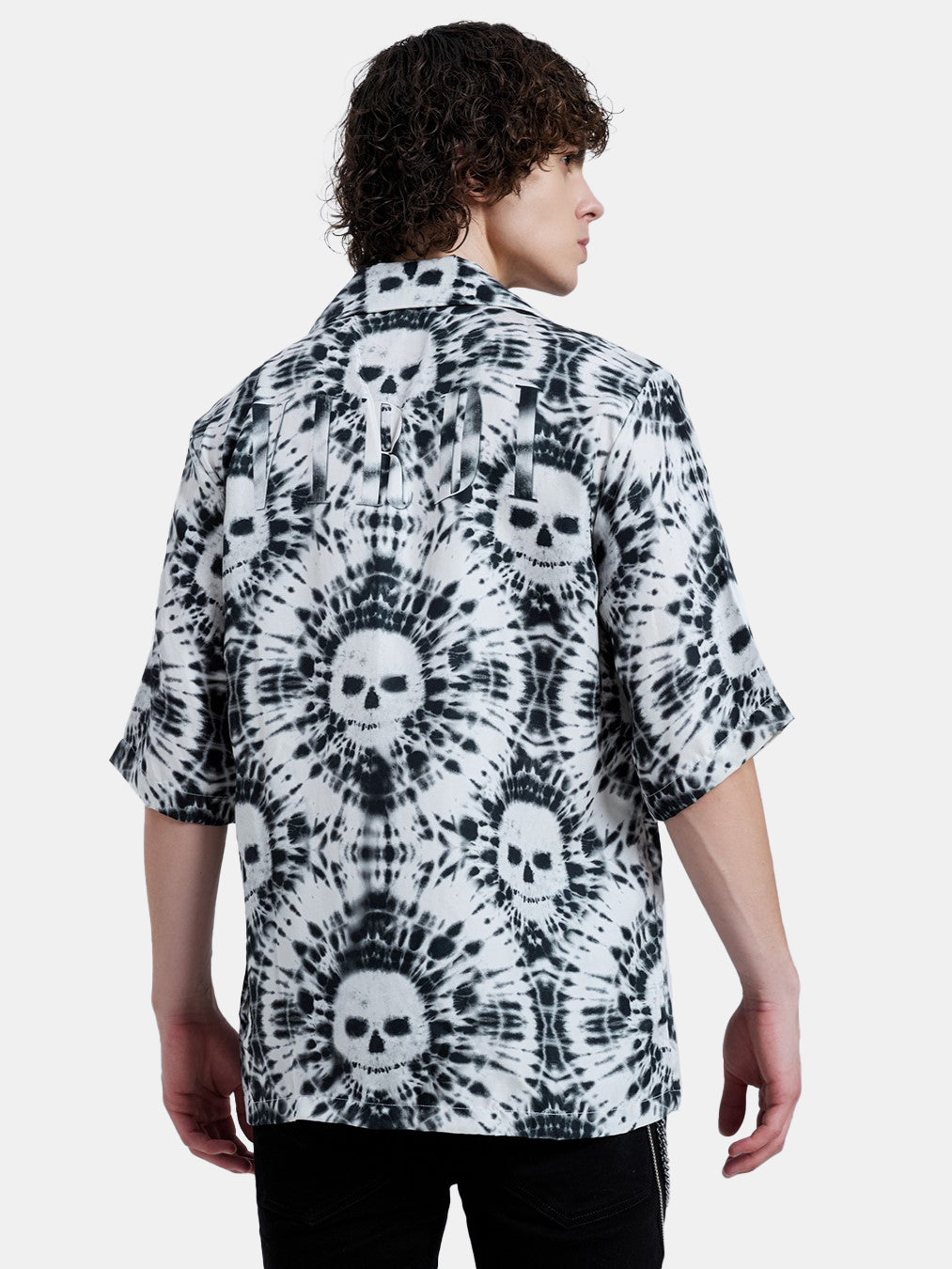 TIE DYE SKULL BOWLING SHIRT