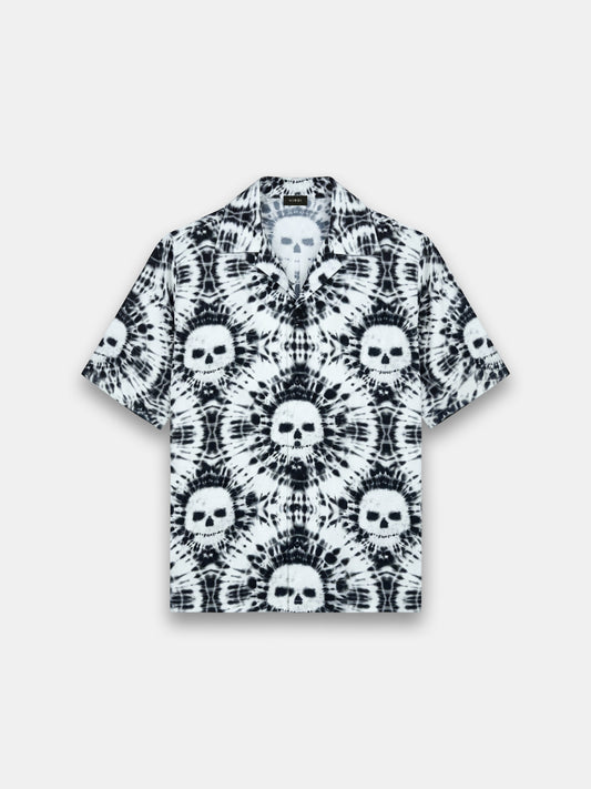 TIE DYE SKULL BOWLING SHIRT
