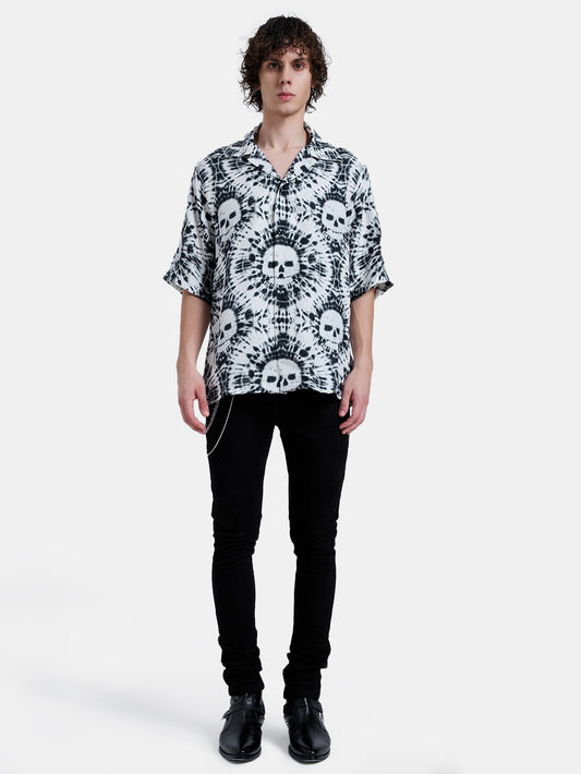 TIE DYE SKULL BOWLING SHIRT