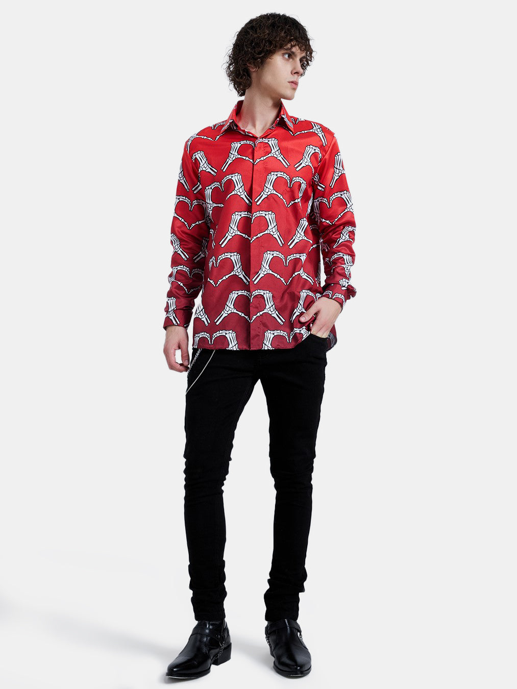 ALLOVER SKEL HEARTS SHIRT
