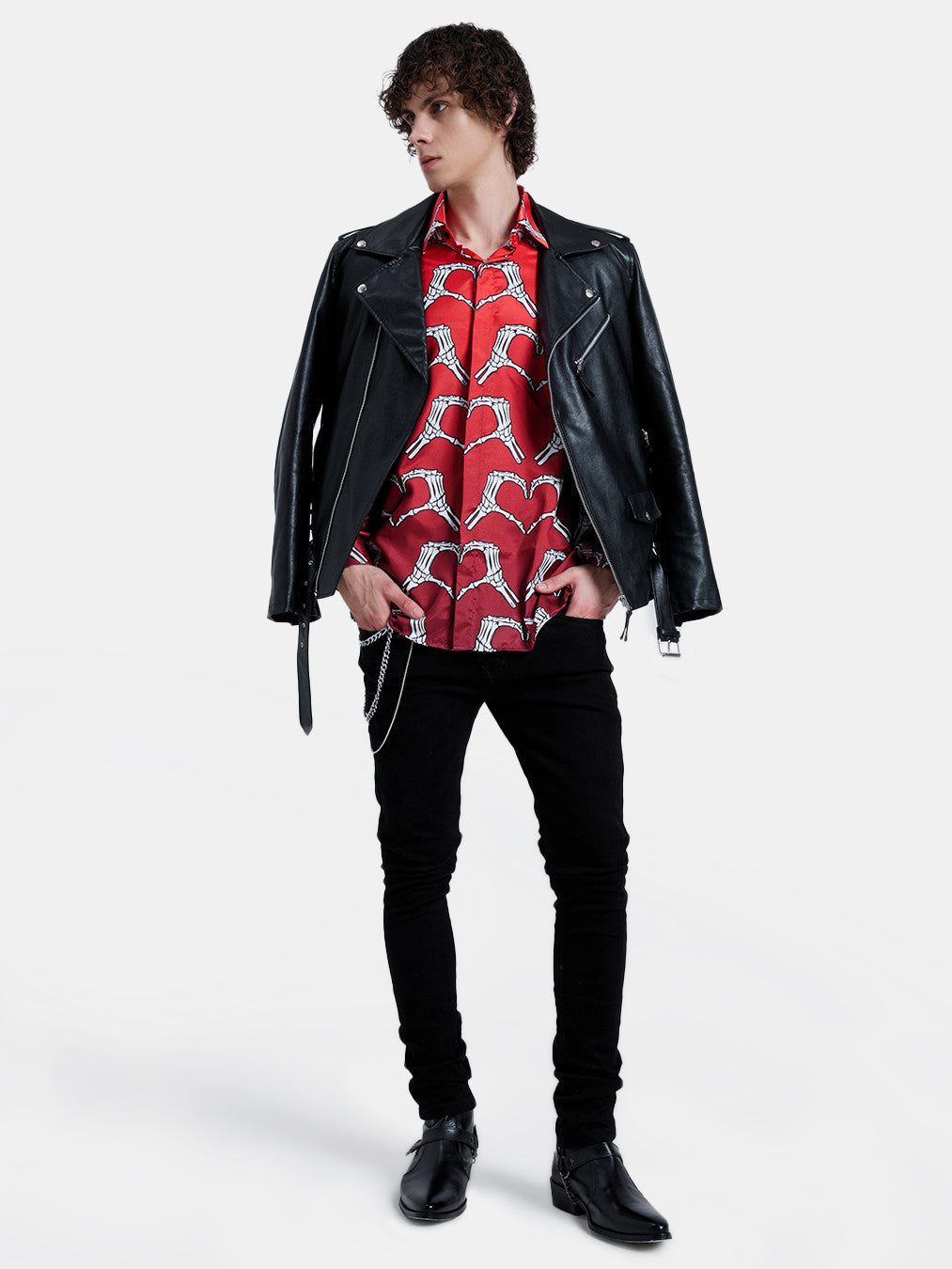 ALLOVER SKEL HEARTS SHIRT