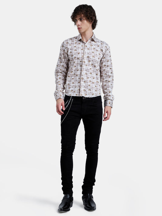CYSTAL PLAID CROPPED SHIRT